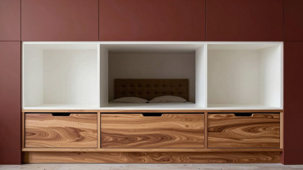 discreet integrated bedroom storage