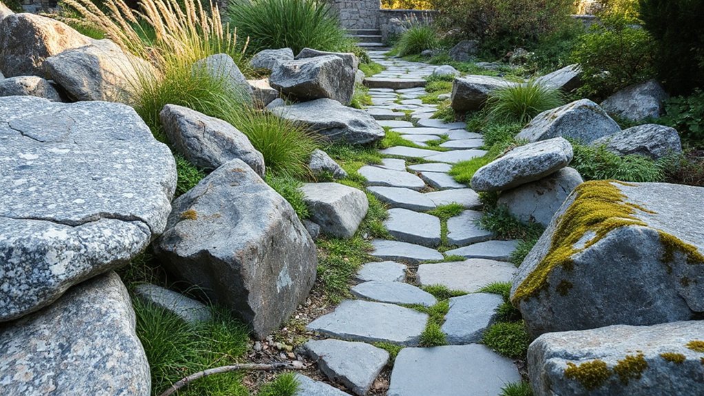 rocks define garden harmony