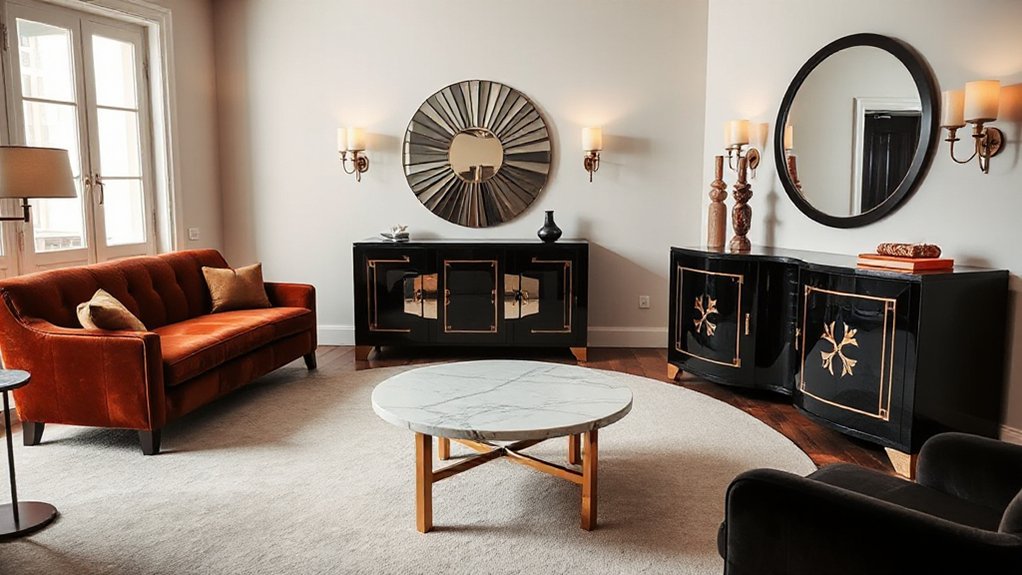 curved sleek jewel toned furniture
