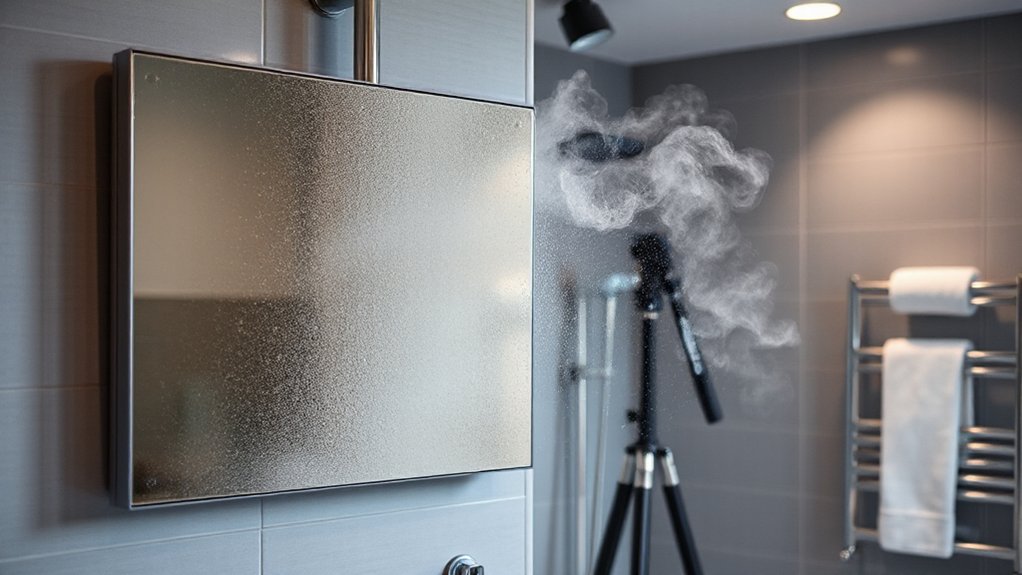 heated mirror prevents condensation
