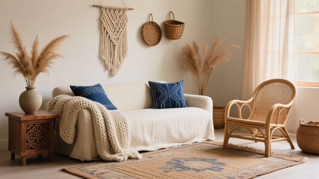 layered boho textured decor