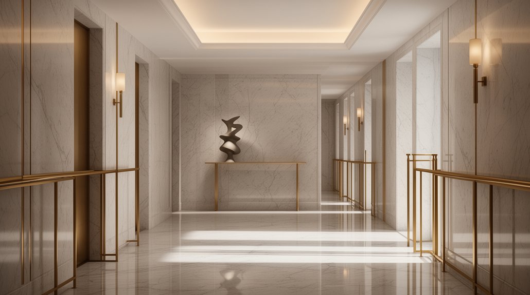 luxurious marble brass accents