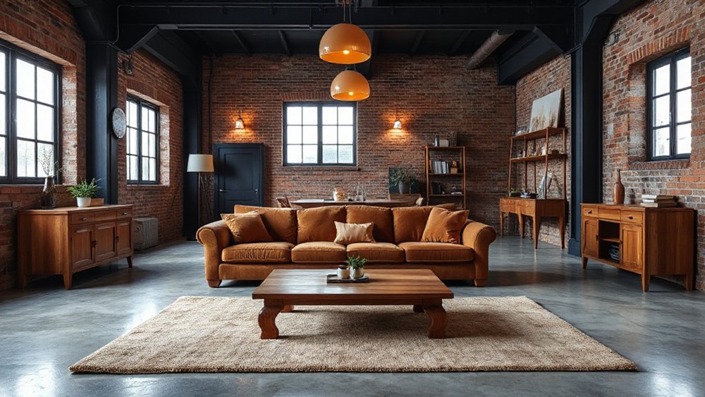 plush seating and warm wood
