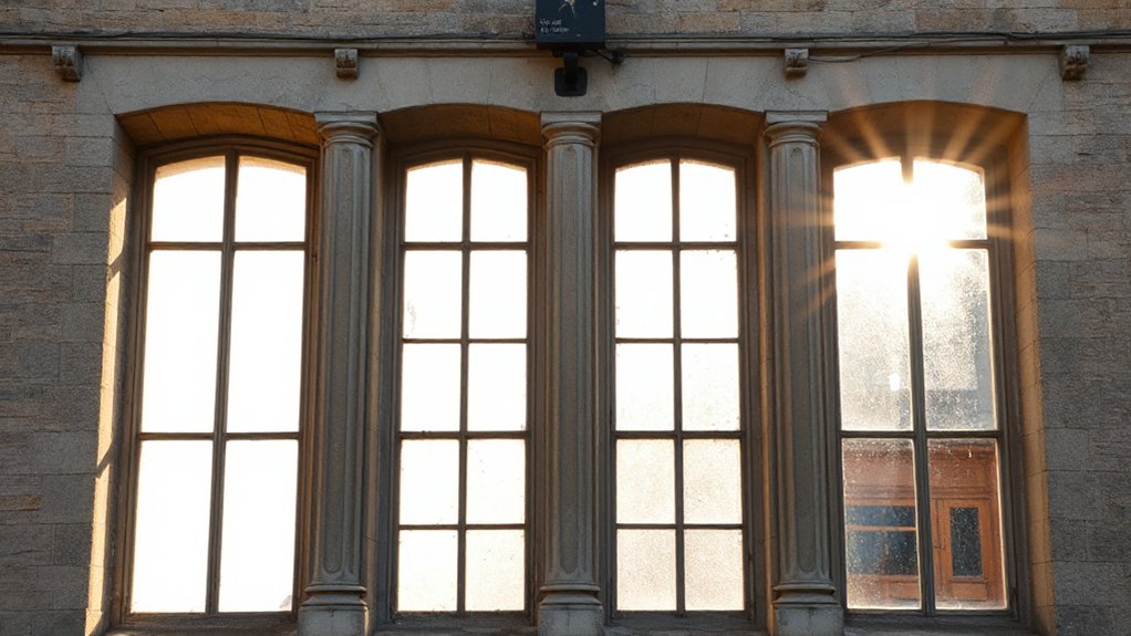vertical dividers divide glass