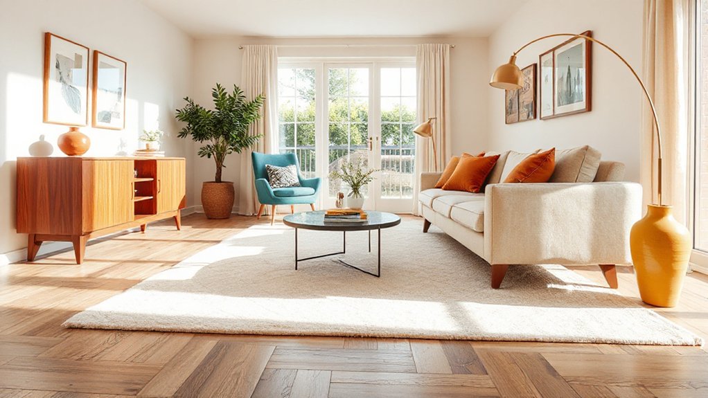 warm neutrals with bold accents